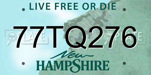 77TQ276 New Hampshire License Plate