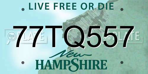 77TQ557 New Hampshire License Plate
