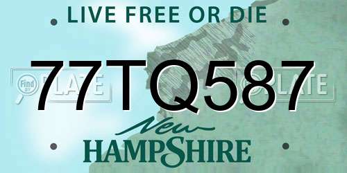 77TQ587 New Hampshire License Plate