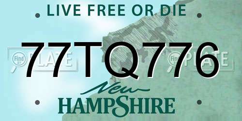 77TQ776 New Hampshire License Plate
