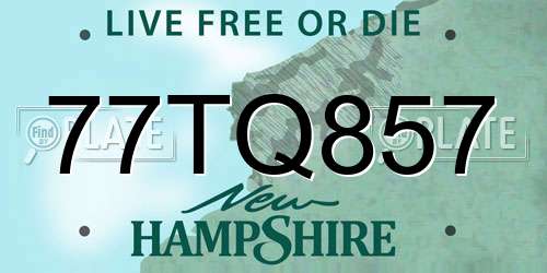 77TQ857 New Hampshire License Plate