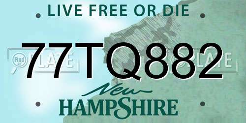 77TQ882 New Hampshire License Plate