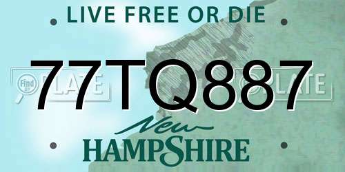 77TQ887 New Hampshire License Plate