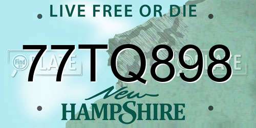 77TQ898 New Hampshire License Plate