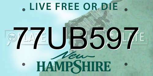 77UB597 New Hampshire License Plate