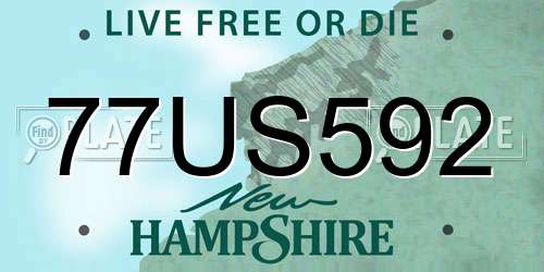 77US592 New Hampshire License Plate