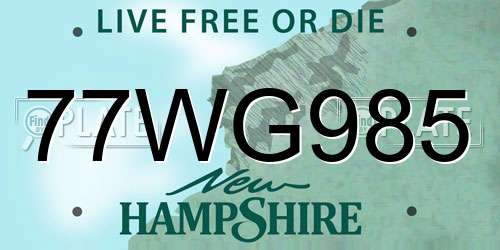 77WG985 New Hampshire License Plate
