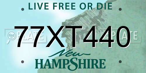77XT440 New Hampshire License Plate