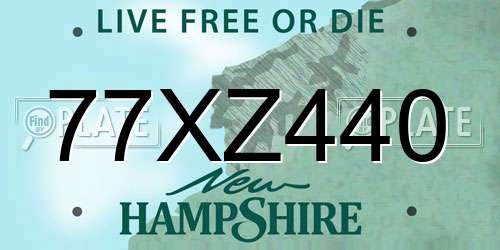 77XZ440 New Hampshire License Plate