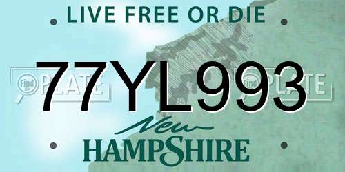 77YL993 New Hampshire License Plate