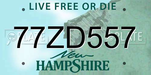 77ZD557 New Hampshire License Plate