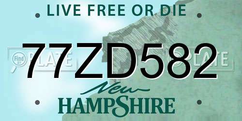 77ZD582 New Hampshire License Plate