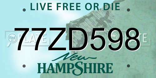 77ZD598 New Hampshire License Plate