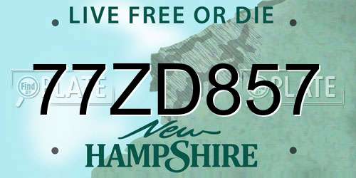 77ZD857 New Hampshire License Plate