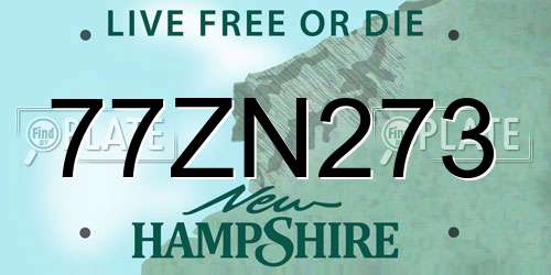 77ZN273 New Hampshire License Plate