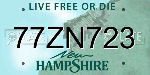77ZN723 New Hampshire License Plate