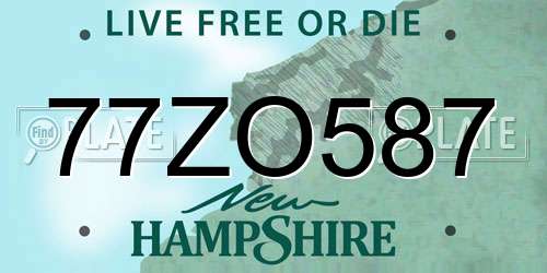 77ZO587 New Hampshire License Plate