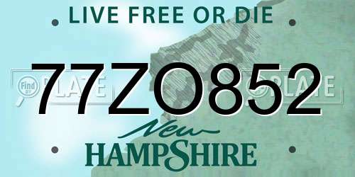 77ZO852 New Hampshire License Plate