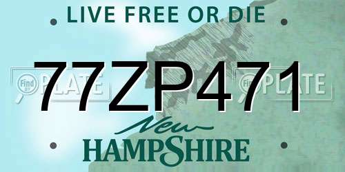 77ZP471 New Hampshire License Plate