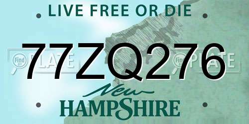 77ZQ276 New Hampshire License Plate