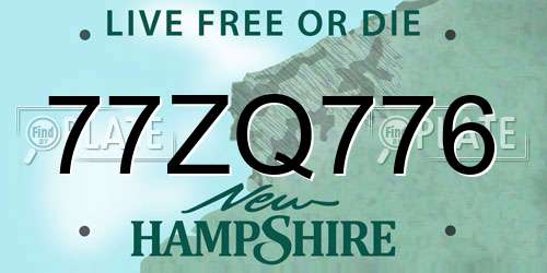 77ZQ776 New Hampshire License Plate