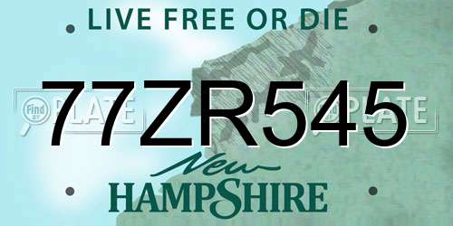 77ZR545 New Hampshire License Plate