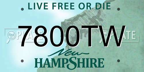 7800TW New Hampshire License Plate