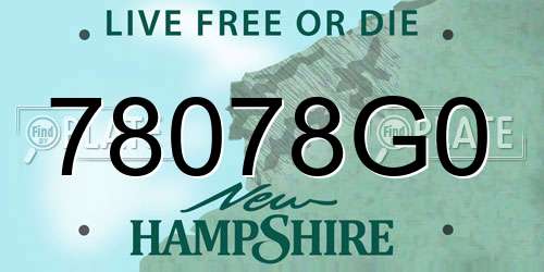 78078G0 New Hampshire License Plate