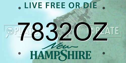 7832OZ New Hampshire License Plate
