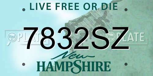 7832SZ New Hampshire License Plate