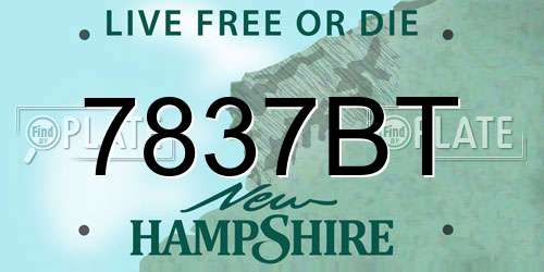 7837BT New Hampshire License Plate