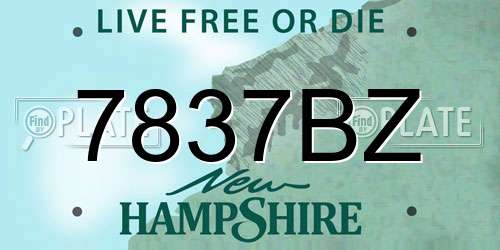 7837BZ New Hampshire License Plate