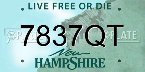 7837QT New Hampshire License Plate