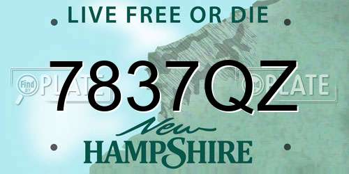 7837QZ New Hampshire License Plate