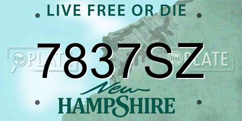 7837SZ New Hampshire License Plate
