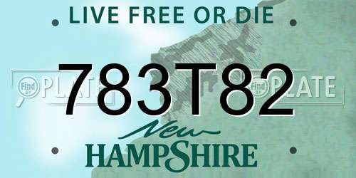 783T82 New Hampshire License Plate
