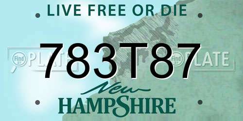 783T87 New Hampshire License Plate