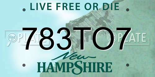 783TO7 New Hampshire License Plate