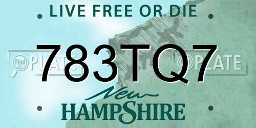 783TQ7 New Hampshire License Plate