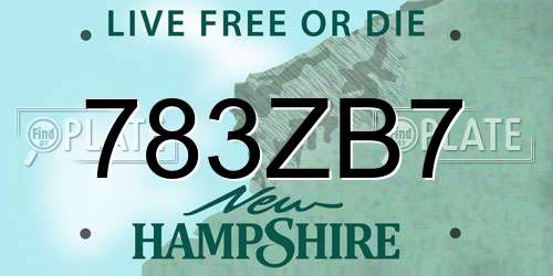 783ZB7 New Hampshire License Plate