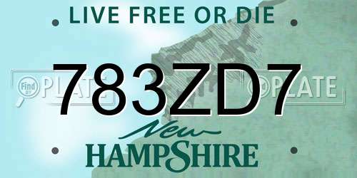 783ZD7 New Hampshire License Plate