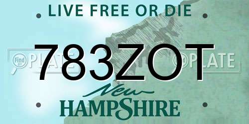 783ZOT New Hampshire License Plate