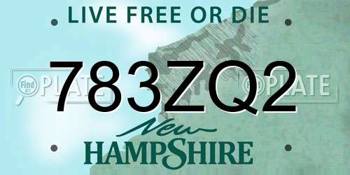783ZQ2 New Hampshire License Plate