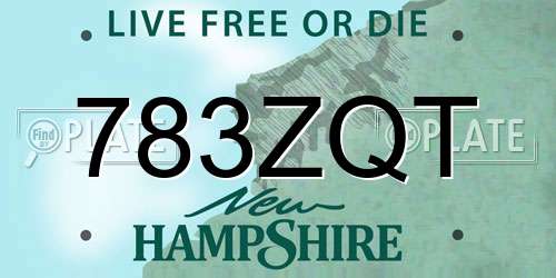 783ZQT New Hampshire License Plate