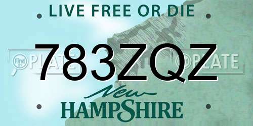 783ZQZ New Hampshire License Plate