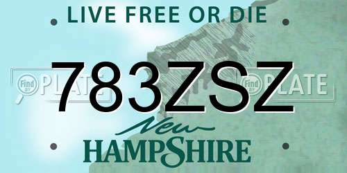 783ZSZ New Hampshire License Plate