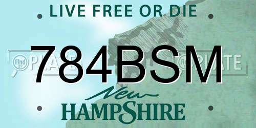 784BSM New Hampshire License Plate