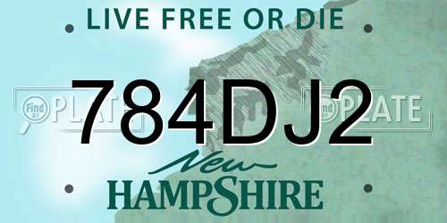 784DJ2 New Hampshire License Plate