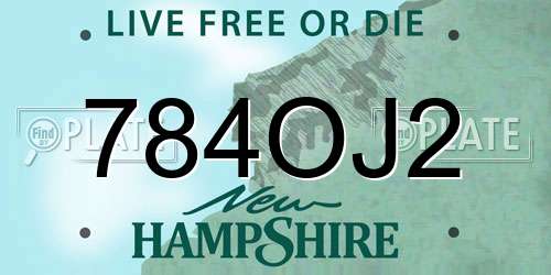 784OJ2 New Hampshire License Plate