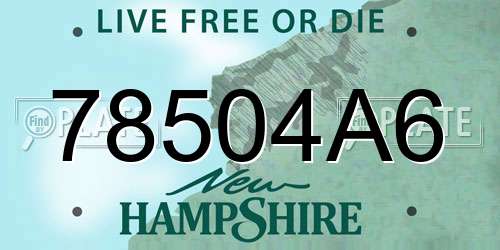 78504A6 New Hampshire License Plate